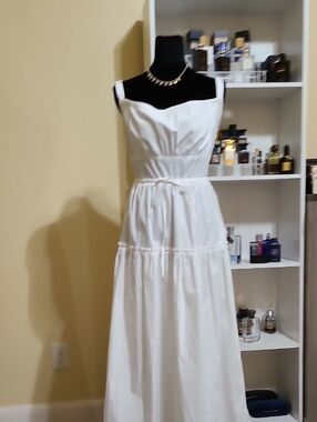 Walter Baker White Sleeveless Maxi Dress with Tie Waist